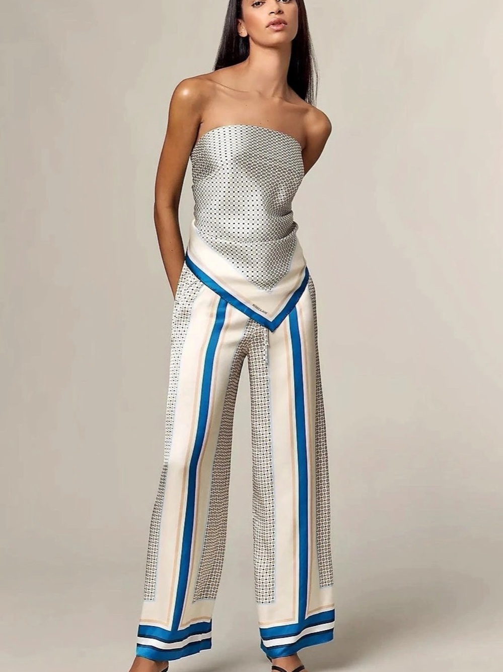 Shona Joy Meret Relaxed satin drawstring high-rise pants and top